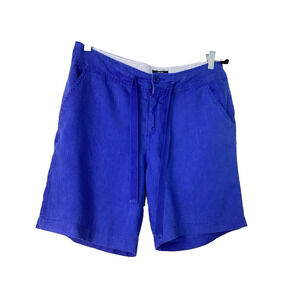 NWT Jones & Co Womens Shorts Size 8 Blue 100% Linen Coastal Beach Quiet Lux Vaca